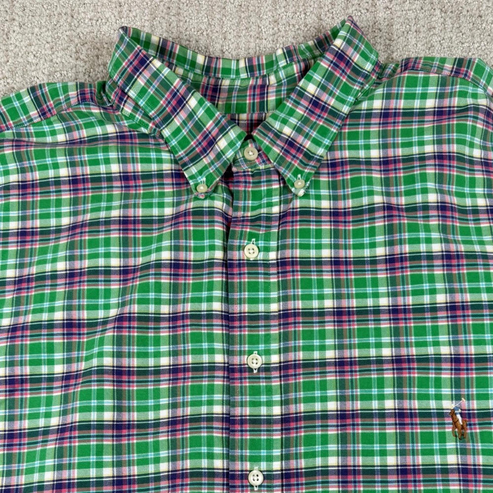 Polo Ralph Lauren Mens 4XLT Green Plaid Short Sleeve Button Down Shirt